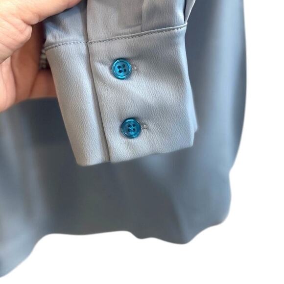 Nina Parker Womens Size 0X Blue Colorblock Button Down Blouse Long Sleeve NEW - Picture 4 of 7